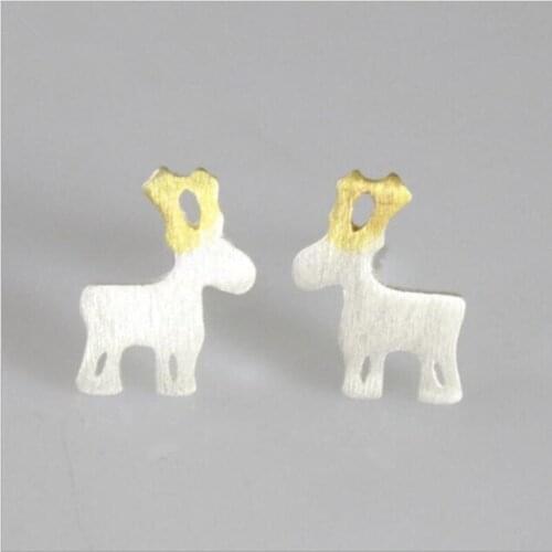 Personality Cute Animal 925 Sterling Silver Jewelry Fashion Brushed Little Deer Small Fresh Female Anti-allergic Earrings SE209