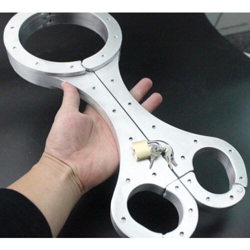 Aluminum Alloy Sex Adult Collars Bondage Sex Collar and Hand Cuffs Slave Handcuffs Metal Erotic Toy for Women and Men G9