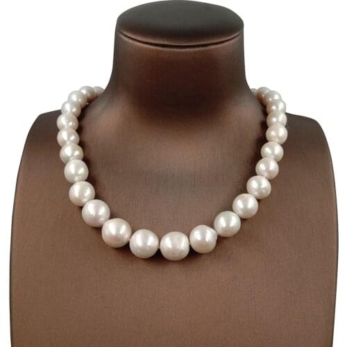 100% NATURE FRESHWATER BIG round PEARL chocker NECKLACE-40-59 cm,good quality 10-13 mm nature nice color pearl,nice CLASP