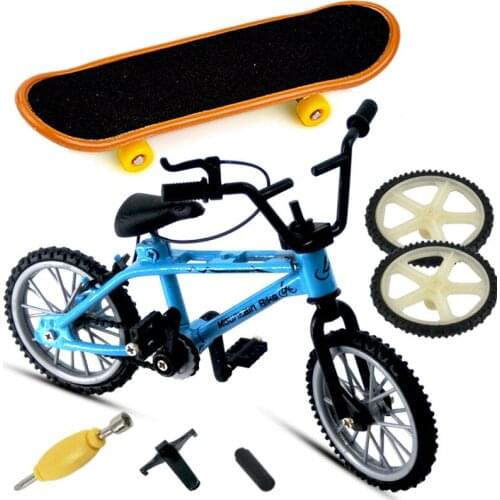 Finger Bicycle Finger Skateboard Set DIY Sports Combination Toy Double Pole Bicycle Spare Tire Tools Finger Skateboard Toy Gift
