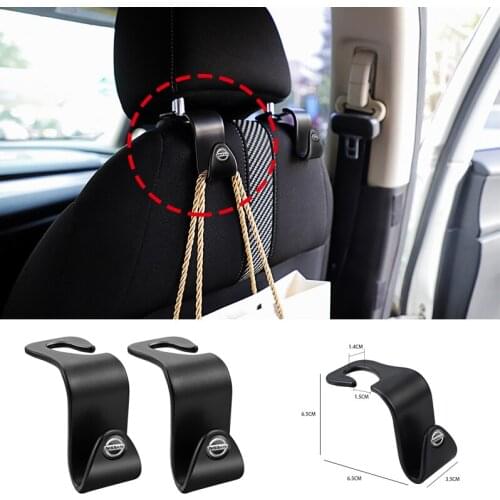 2Pcs ABS Car Seat Back Hook Portable Hanging Storage For Nissan Juke Rogue Leaf Altima Maxima Tiida Teana Nismo Micra Sentra GTR
