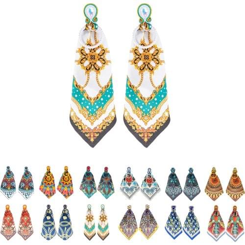 Soutache earrings Handmade fashion jewelry Silk scarf Colored New Long beautiful womens Drop earrings Romantic Accessories gift