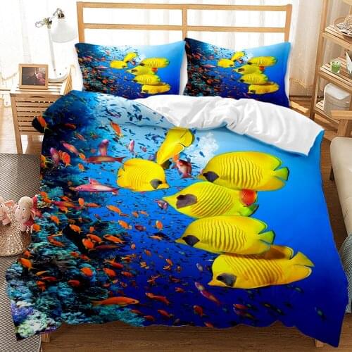 Autumn And Winter Cartoon Cute Fish Pattern Printing Bedding Quilt Cover Pillowcase Duvet Cover, Suitable For Boys And Girls