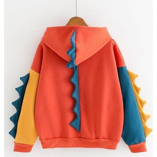 Hooded Pullover Dinosaur Cos Tops Tracksuit Sudadera New Hoodies Patchwork Winter Cute Harajuku Kawaii Sweatshirt Women Oversize
