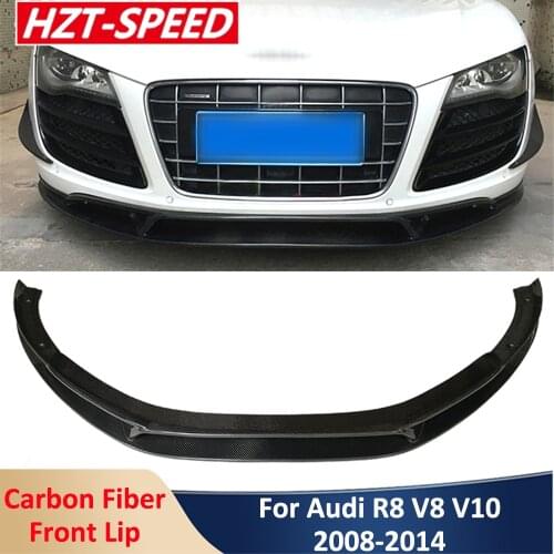 R8 V8 V10 Real Carbon Fiber Front Lip Bumper Shovel Spoiler Car Turning Modify Chin For Audi Coupe Convertible 2 Door 2008-2014