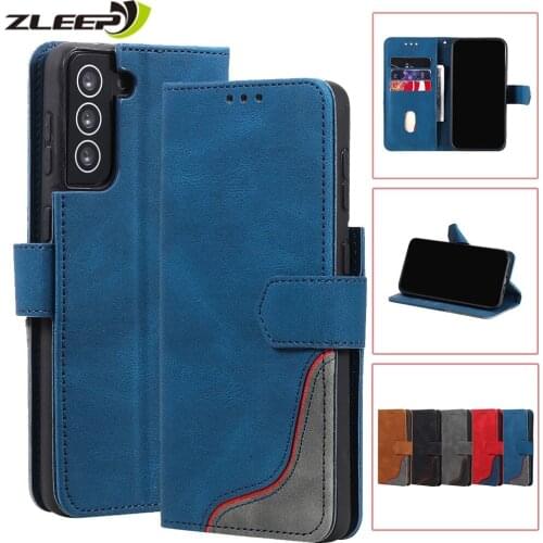 Luxury Leather Case For Samsung Galaxy S21 S20 FE S10 E S9 S8 S7 Edge Note 20 10 9 8 Plus Ultra Magnetic Slots Phone Cover Coque