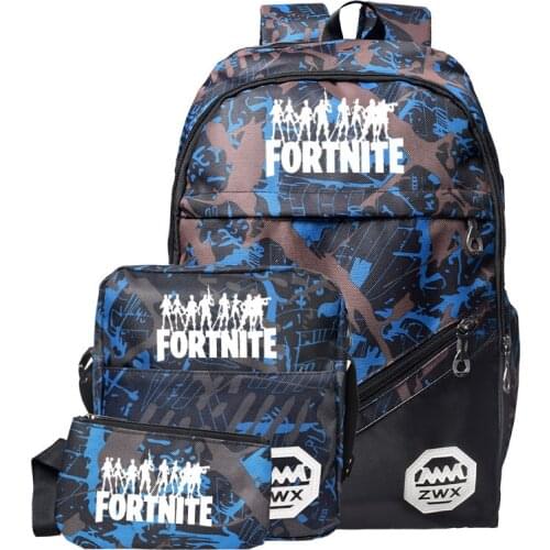 Fortnite Backpack Set USB Clutch Shoulder Bag Bookbag Set Large-capacity School Bags Game Stationery Birthday Gifts for Children