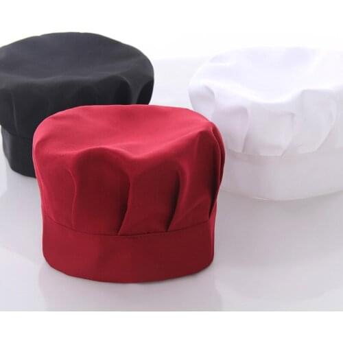 2021 Unisex Chef Hat Non-Deformation Pleated Mushroom Kitchen Restaurant Work Hotel Waiter Professional Hat All Seasons 3 Colors