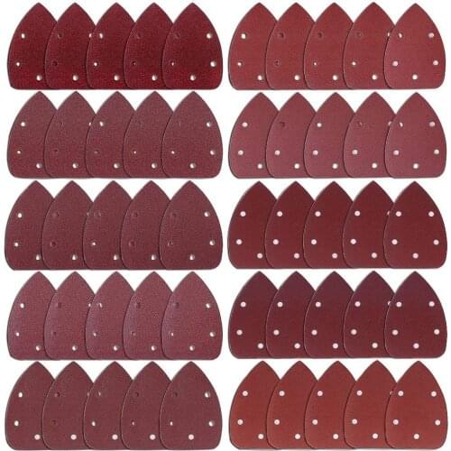 50 Pieces Mouse Detail Sander Sandpaper Sanding Paper Hook and Loop Assorted 40/60/ 80/100/ 120/180/ 240/320/ 400/800 Grits