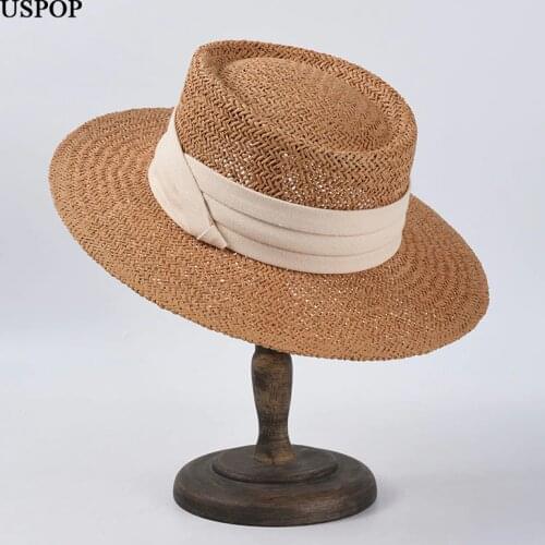 20020 spring summer new sun hat women flat hat couples concave top straw hats female beach hat