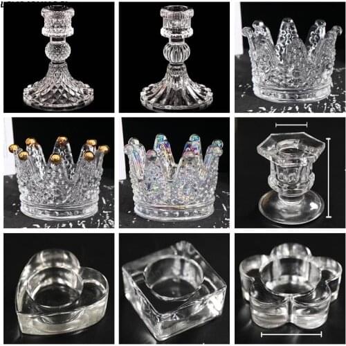 1PC Vintage Glass Clear Candlestick Dinner Candle Holder For Home Wedding Decorations Romantic Table Candelabros Candle Stand
