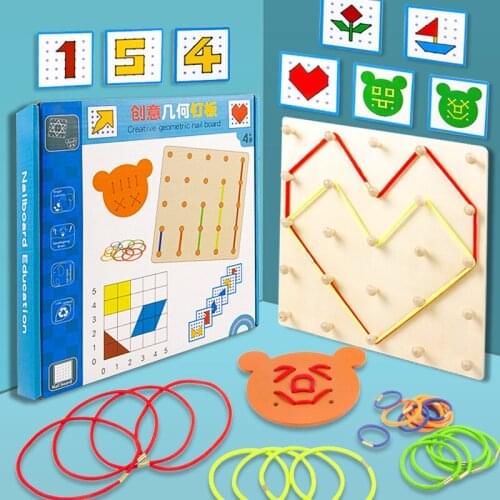 Montessori Teaching Aids Geometry Creative Nail Board Childrens Graphics Early Education Educational Mathematics Wooden Toys