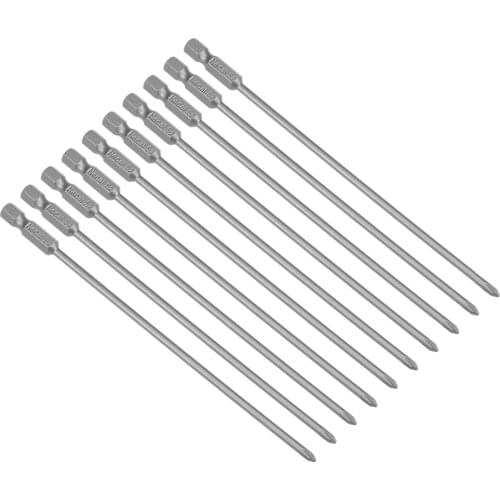 Uxcell 10pcs S2 High Alloy Steel 3/3.5/4/4.5/5/6mm PH1 Magnetic 1/4" Phillips Head Screwdriver Bits, 65/75/100/150mm Long
