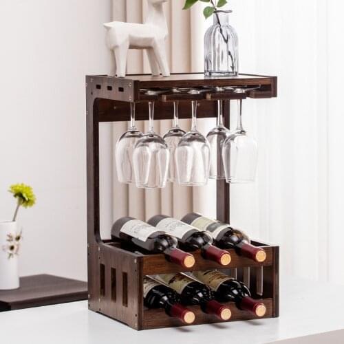 Wine rack creative non solid wood wine rack household wall hanging wine glass rack hanging shelf bar can hang wine glass rack