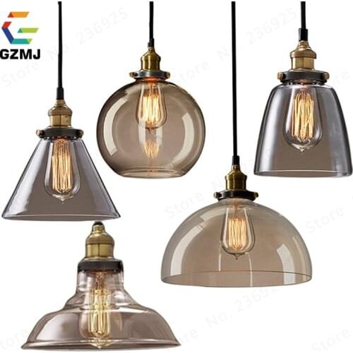 GZMJ Vintage Retro Glass Pendant Lamps Light Nordic Hanglamp Home Decor Kitchen Pendant Led Lights Fixtures Abajur Hanging Lamps
