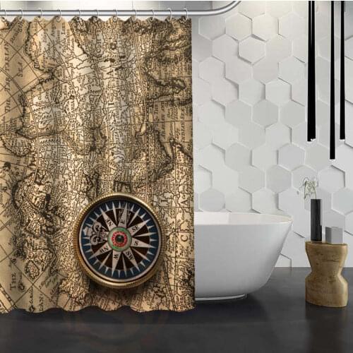 Custom world map background Shower Curtain With Hooks Fabric Bathroom Curtain eco-friendly Waterproof shower curtain