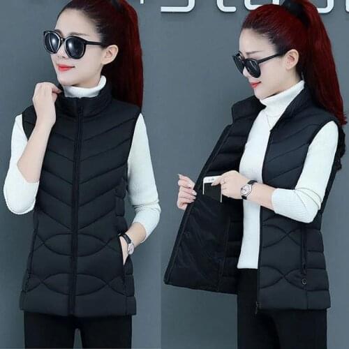 2021 New Cotton Padded Jacket Waistcoat Female Autumn Winter Fashion Vest Short Black Cotton Jackets Casual Women Puffer Coats