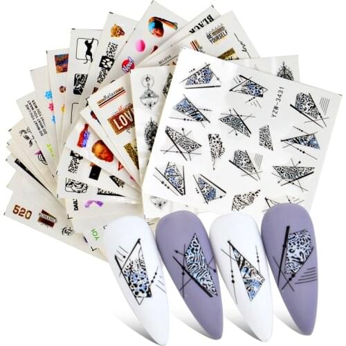 YWK 1Pc New Water Nail Decal And Sticker Flower Leaf Tree Green Simple Summer DIY Slider For Manicuring Nail Art Watermark