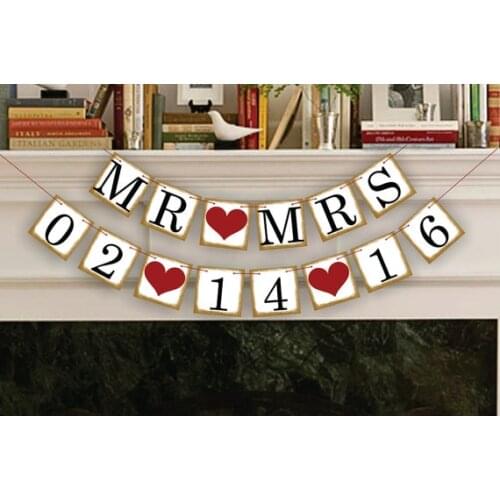 1 X Customized Date Banner Save The Date Wedding Sign Birthday Party Decoration Supplies Hang Flag