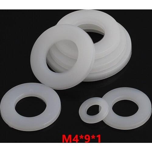 1000pcs M4*9*1 Nylon Flat Washer DIN125 Plastic Plain Washer Spacer Seals Ring Gasket NL66 Thick 1mm