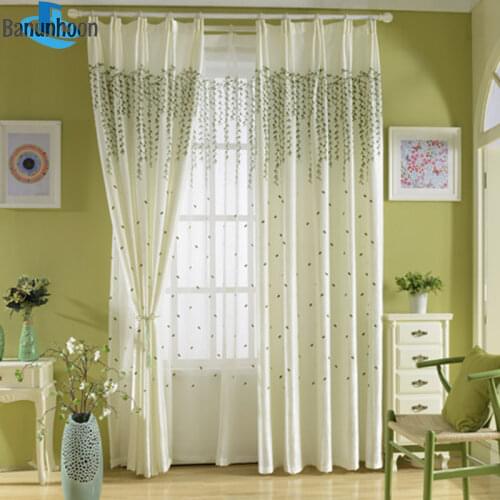 2018 Rushed Curtains New Cafe Office Home For Weeping Willow Rustic Embroidered Tulle For Bedroom Living Room Windows Panels
