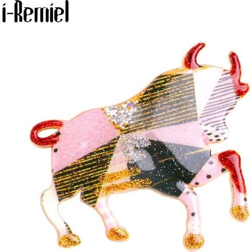 22021 New Year Brooches Chinese Zodiac Ox Cattle Cow Pins Gold Metal Enamel Pin Suit Buckle Dress Accessories Christmas Gifts