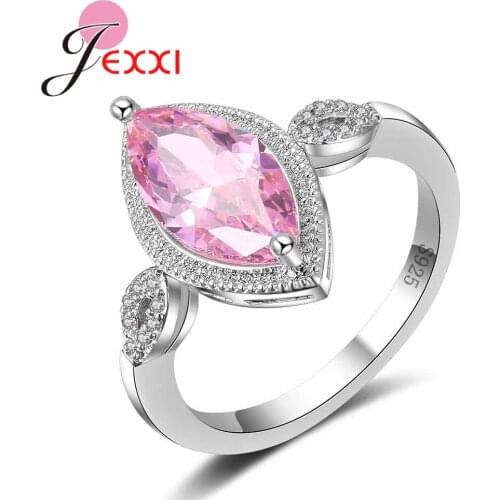 3 Colors Fashion Luxury Oval Crystal Wedding Engagement Rings Jewelry For Woman Silver Cubic Zirconia Ring Accessories