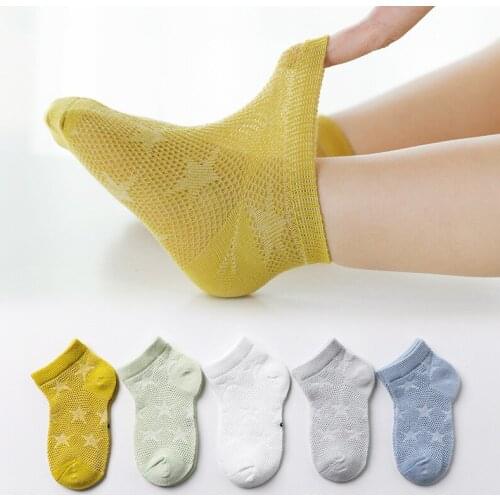 5 Pairs/lot Newborn Baby Girls Boys Socks Summer Mesh Thin Cotton Breathable Short Socks for 1-12 Years old Children Wholesale