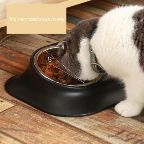 50% Dropshipping!!Wear-resistant slow food bowl non-slip stainless steel 15 degree tiltable pet dog and cat feeding bowl