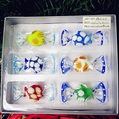 6pcs Custom Antique Hand made Murano Glass Candy Shell shape Figurine Christmas decoration Pendant glass sweet birthday gifts