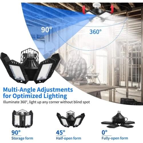 80W/150W/200W/250W E27 LED Lamp High Power Deformable LED Bulb Light AC 85-265V For Warehouse Factory Garage Basement Gym