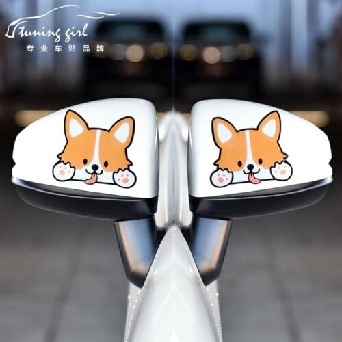 Car Stickers Dog Welsh Corgi Pembroke Cartoon Cute Lovely Funny Creative Decals For Rearview Mirrors Auto Tuning Styling D16
