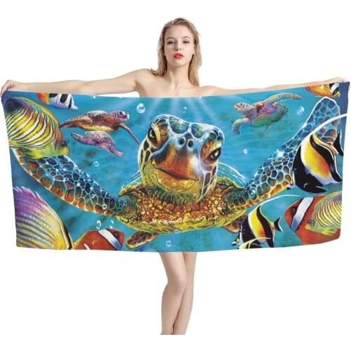Upetstory Microfiber Sea Turtle Print Bath Towel for Adult and Kids Super Soft Absorbent Quick-drying Shower Towels 75X150CM