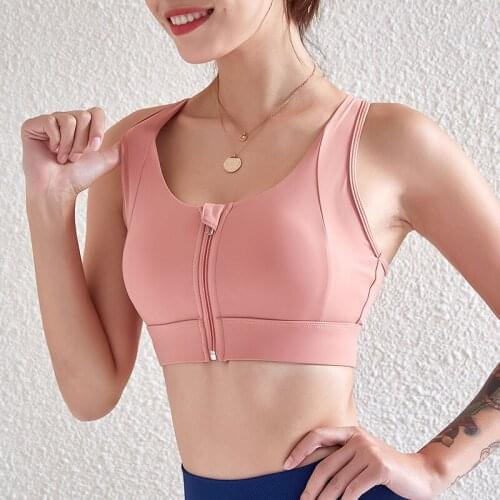 ASHEYWR Women Front Zipper Bras Sexy Hollow Elastic Fitness Bras Push Up Shockproof Gather Underwear Workout Slim Breathable Bra