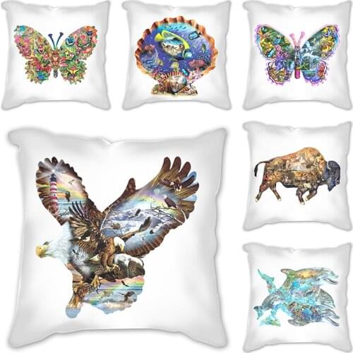 Pillowcase Decor Turtle cat butterfly elephant fish Deer Animals Cushion Cover for Sofa Home Car Polyester Pillow Case 45x45cm