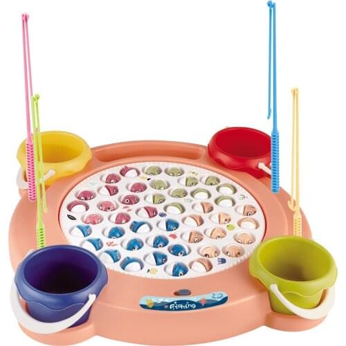 Kids Electric Rotating Fishing Toys Play Game Musical Fish Plate Set Magnetic Outdoor Sports Toys Funny For Children Gifts