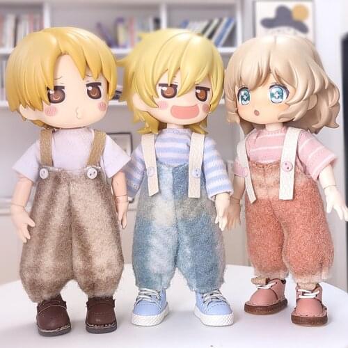 OB11 baby cotton fleece overalls wide-leg trousers 1/12 BJD baby dress Molly GSC plain body doll clothes pants