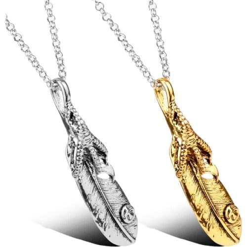 Dongsheng Takahashi Goro Pendant Necklace Gold Feather Japan Takahashi Goro Goros Titanium Hiphop for Men Necklaces -30