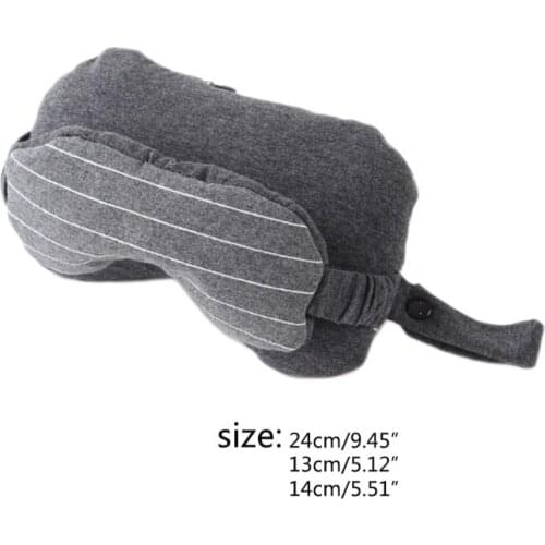 2 In 1 Travel U-Shaped Neck Pillow with Shade Eye Mask Office Massage Cushion M76F