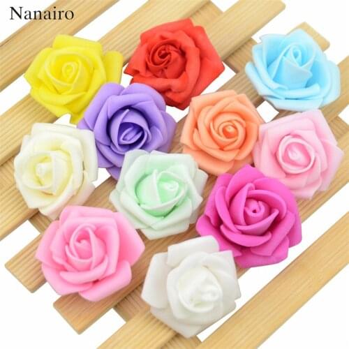 200pcs/lot 4cm Artificial Mini PE Foam Rose Flower Head For Wedding Home Decoration DIY Wreath Craft Accessories Fake Flowers