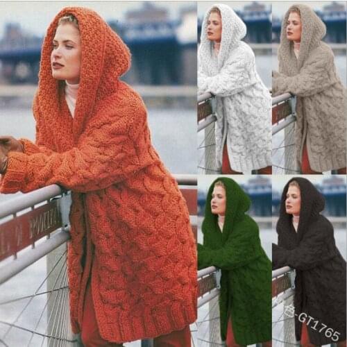 Open Front Two Tone Knit Cardigan Women Clothing Long Sleeve Autumn High Collar Casual Sweaters With Pockets