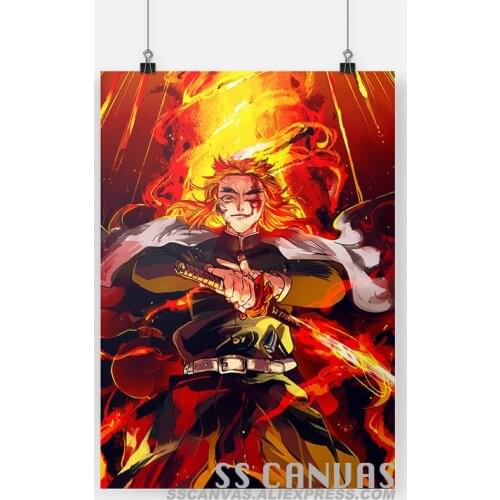 Kyojuro Rengoku Demon Slayer Kimetsu no Yaiba Canvas Painting Decor Wall Art Bedroom Home Living Room Decoration Prints Poster