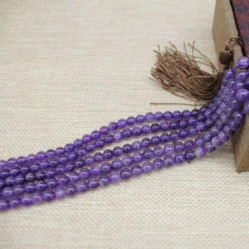 6-10MM 1Strand/Pack 100% Natural Purple Crystal Stone Round Jewellery Bead Jewelry Loose Beads