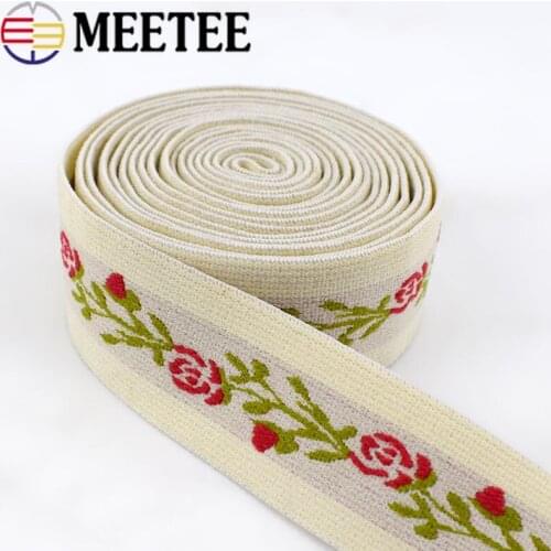 Meetee 5/10M 30mm Soft Nylon Elastic Band Ethnic Style Jacquard Webbing DIY Skirt Pants Belt Spring Lace Trims Material EB031
