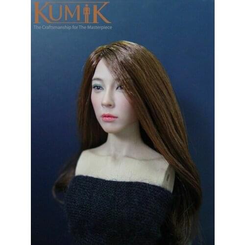 1/6 Scale White Skin Korean Asian Beauty Head Carving Woman Head Model Fit For 12" Female Action Figure Doll