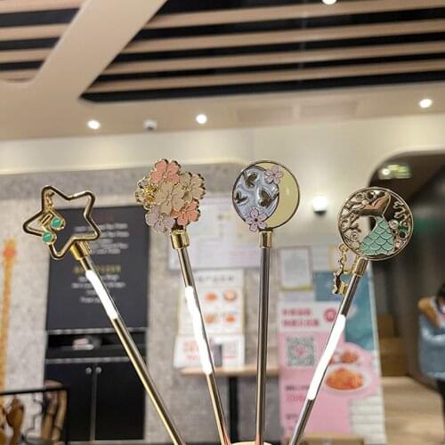 Milk Tea Milk Metal Stirring Stick Coffee Spoon Christmas Sakura Fishtail Meteor Stainless Steel Stirring Stick tiny spoon