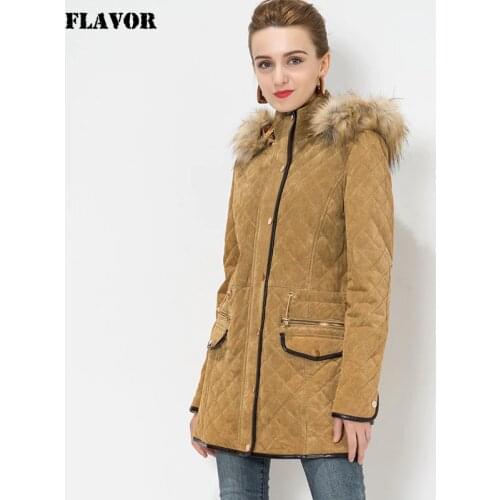 Plus size Womens Detachable hooded faux fur collar Genuine Leather motorcycle jacket Pigskin leather jacket overcoat women