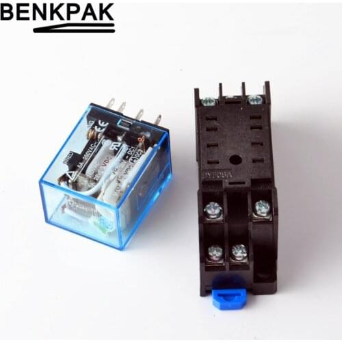 MY2P HH52P MY2NJ Relay Coil General DPDT Micro Mini Electromagnetic Relay Switch Socket Base LED AC 110V 220V DC 12V 24V