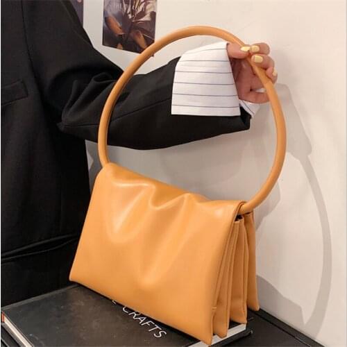 2021 New Single Shoulder Bag Solid Color Macaron Portable French Small Square Bag Simple Casual Underarm Bag