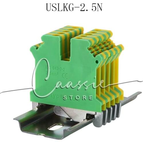 PE Din Rail Terminal Blocks10Pcs USLKG-2.5N Ground Universal Connector Screw Wire Conductor USLKG2.5